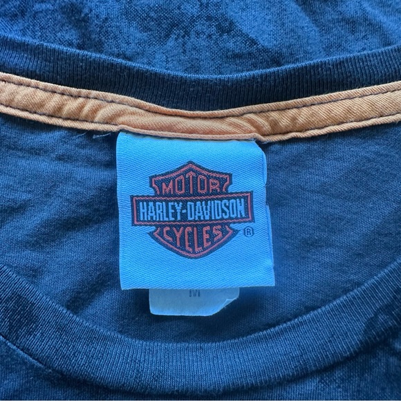 Harley Davidson | Gray & Orange Bling V-Neck Short Sleeve Tee | Size Medium - Picture 5 of 8